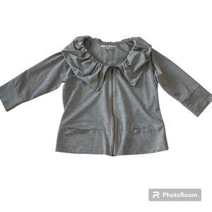 Fever Gray Ruffle Collar  Zip Front Jacket Gray S